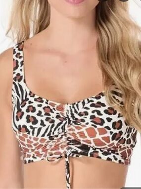 Coco Reef Animal-Print Tank Bikini Top and bottoms - White, Brown & Black